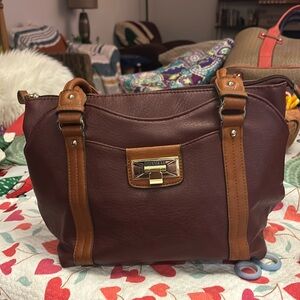 Rosetti Purse Mauroon with tan handles, gently used.